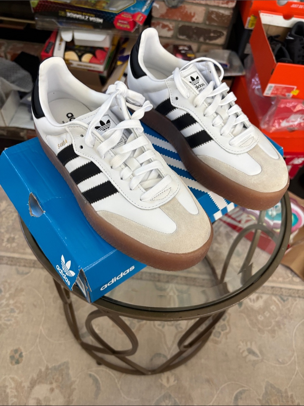 Women’s Adidas Sambae Black White Sneakers with Gum Sole JI1349 (Select Size)